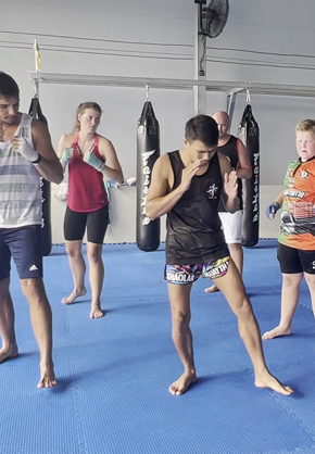 Beginners learning the basics at Khao Lak Muay Thai